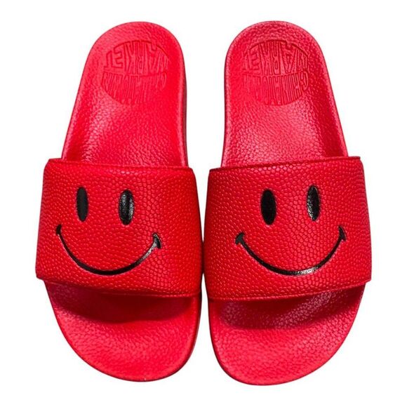 CTM Smiley Red Black Slide Size 6 Comfortable Summer Sandals For Men & Women Box - Picture 3 of 9